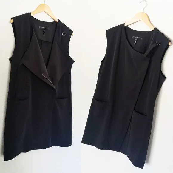 Robert Rodriguez Black Tilda Vest M Longline Asymmetric Zip Up Sleeveless Grunge