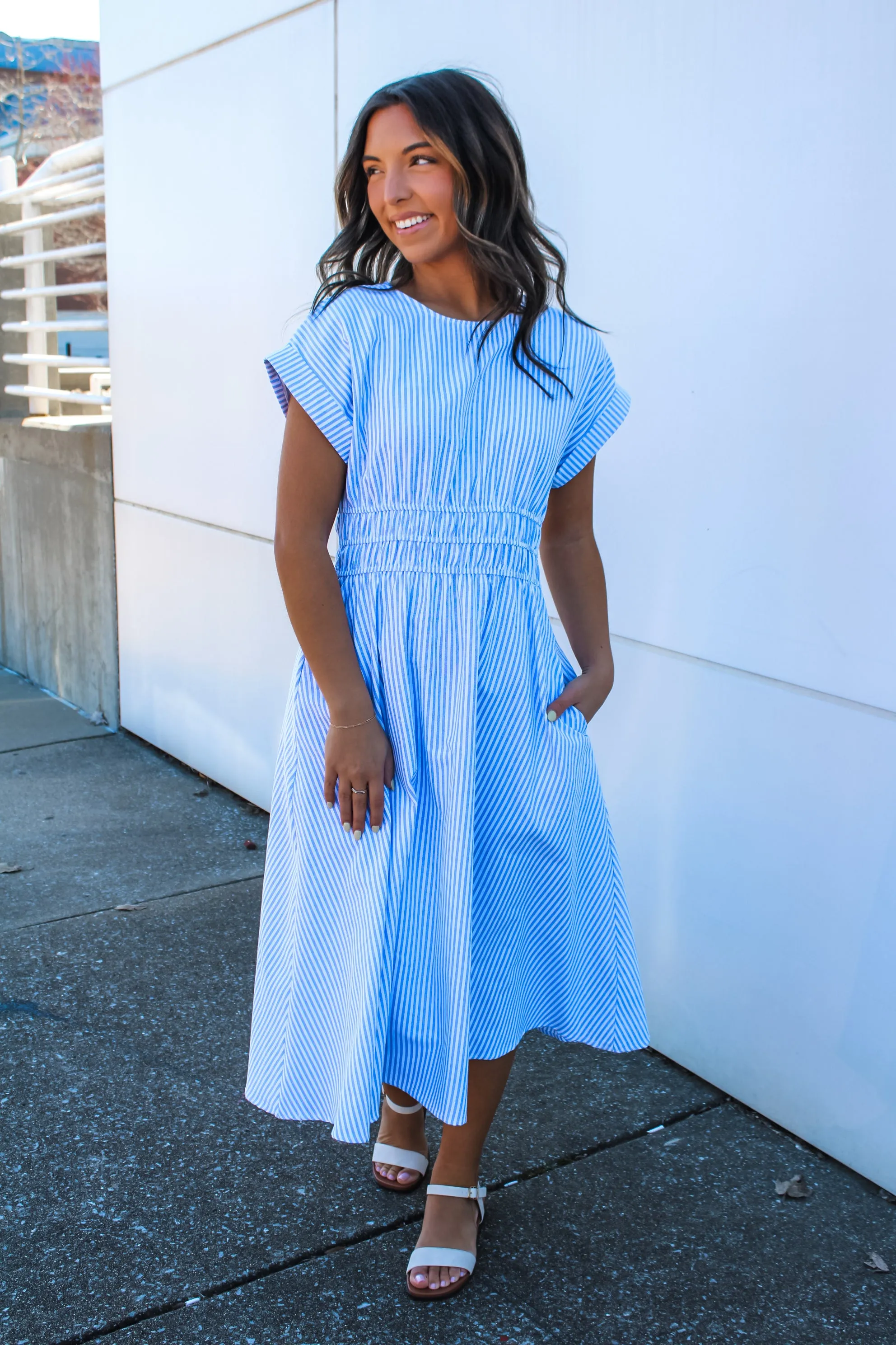 Sail Away Striped Midi • Blue