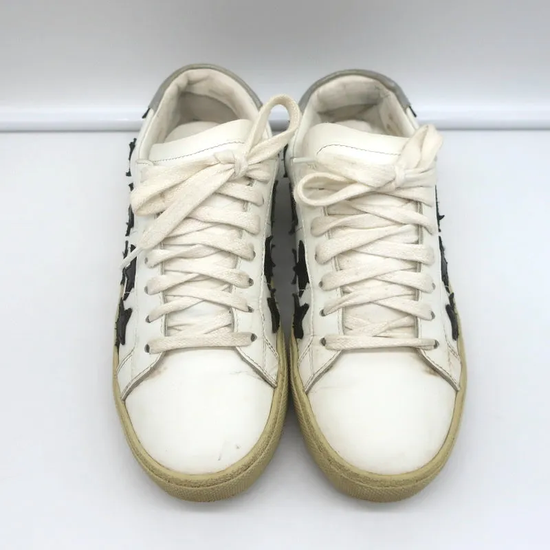 Saint Laurent Court Classic Star Sneakers White & Black Leather Size 36.5
