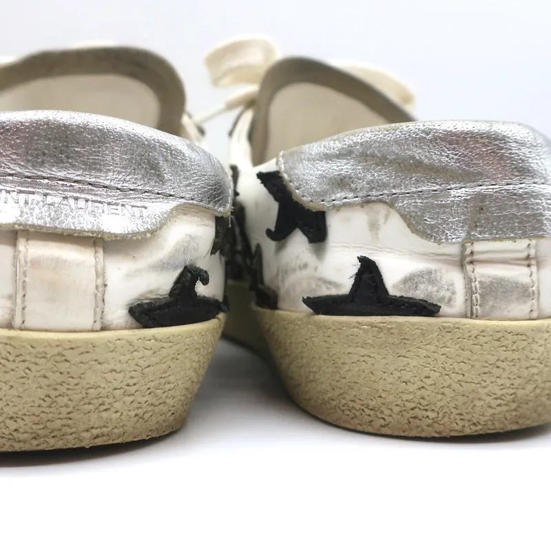 Saint Laurent Court Classic Star Sneakers White & Black Leather Size 36.5