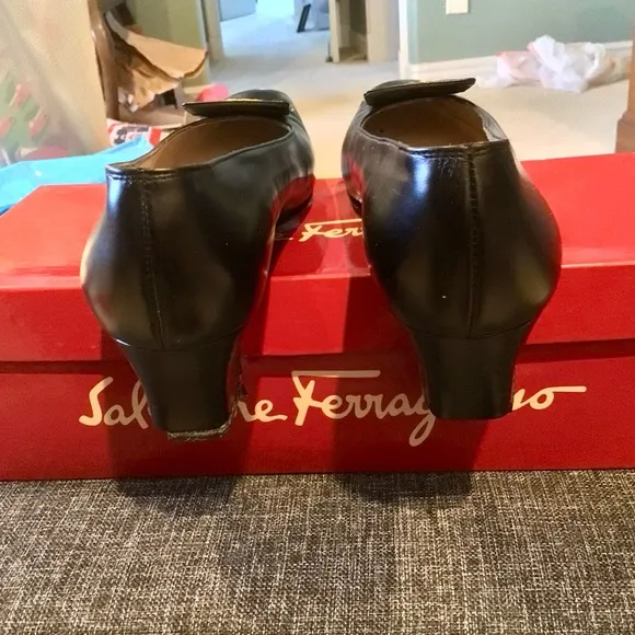 Salvatore Ferragamo Navarra 4cm Nero Calf 7.5AA