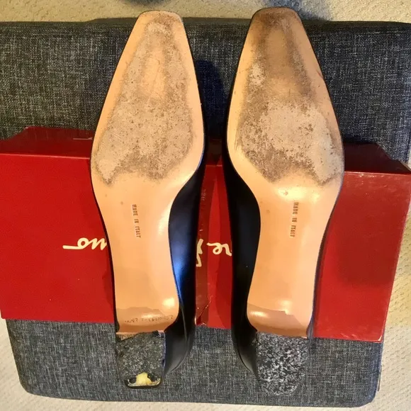 Salvatore Ferragamo Navarra 4cm Nero Calf 7.5AA