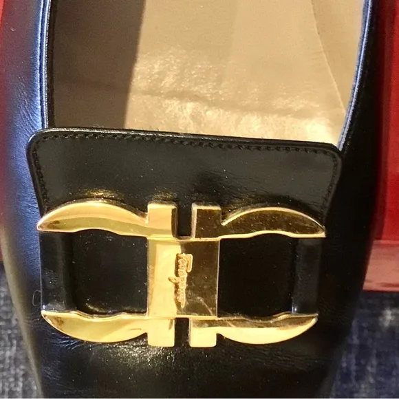 Salvatore Ferragamo Navarra 4cm Nero Calf 7.5AA