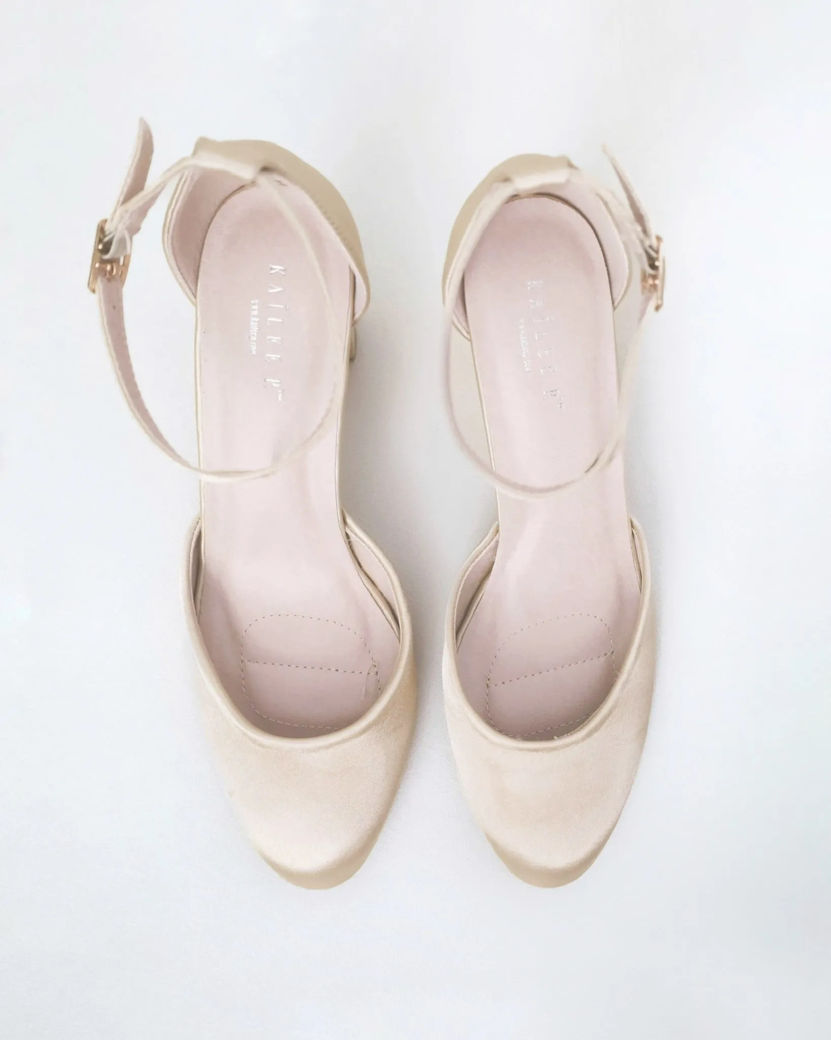 Satin Block Heel with Ankle Strap