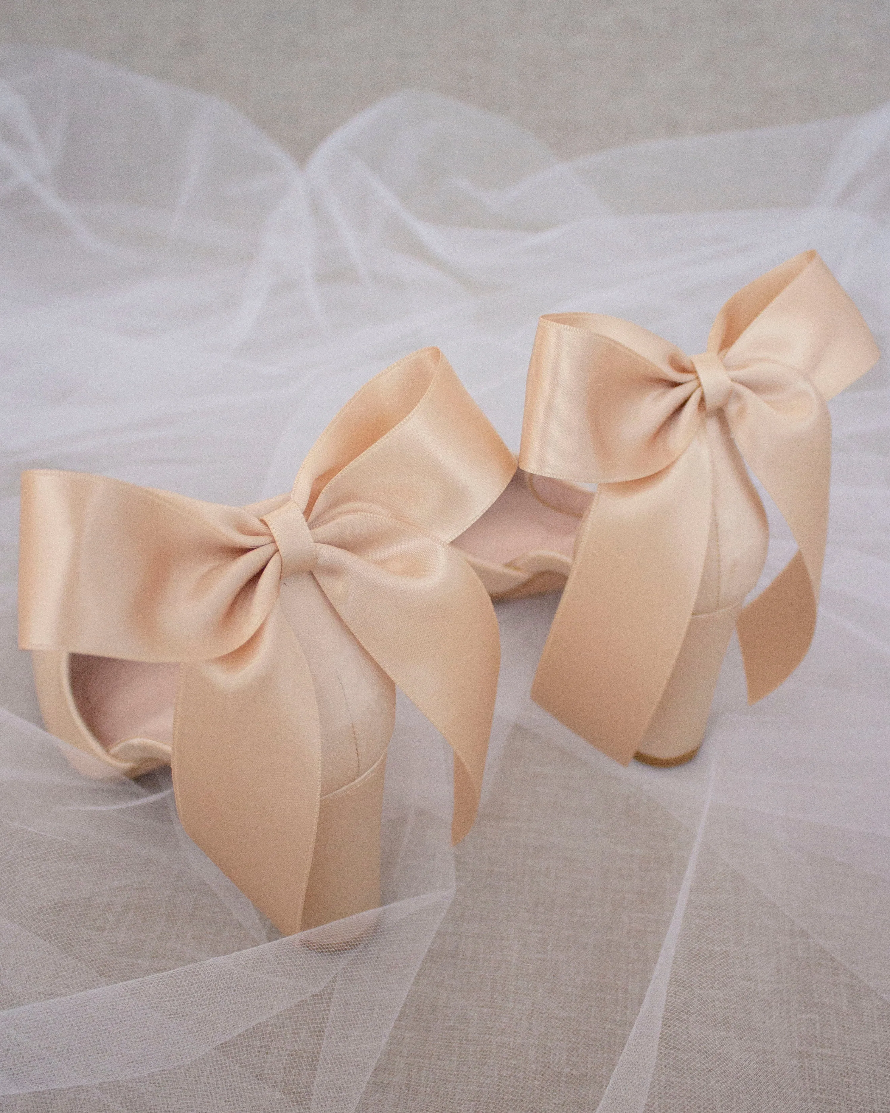 Satin Block Heel with Satin Back Bow