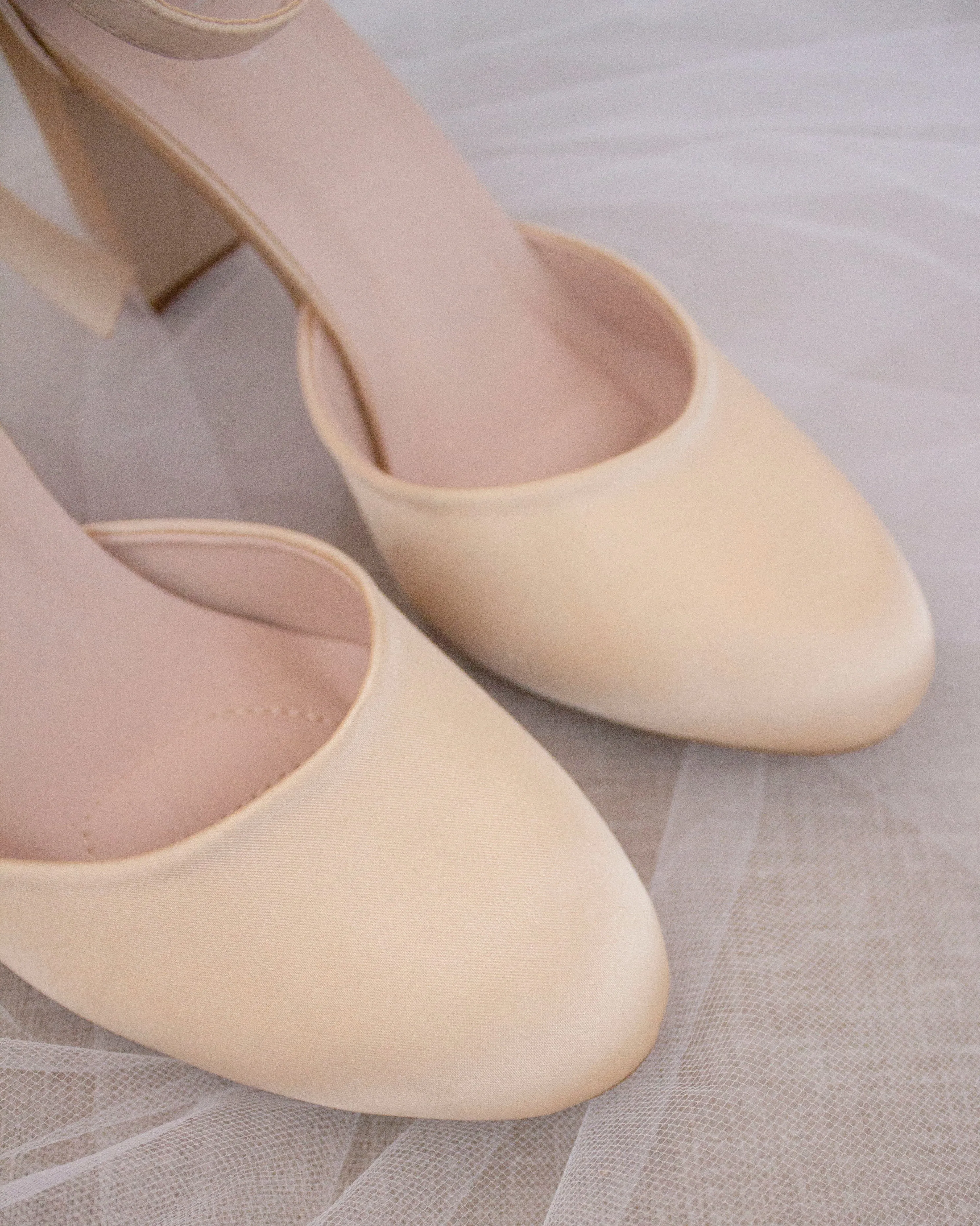 Satin Block Heel with Satin Back Bow
