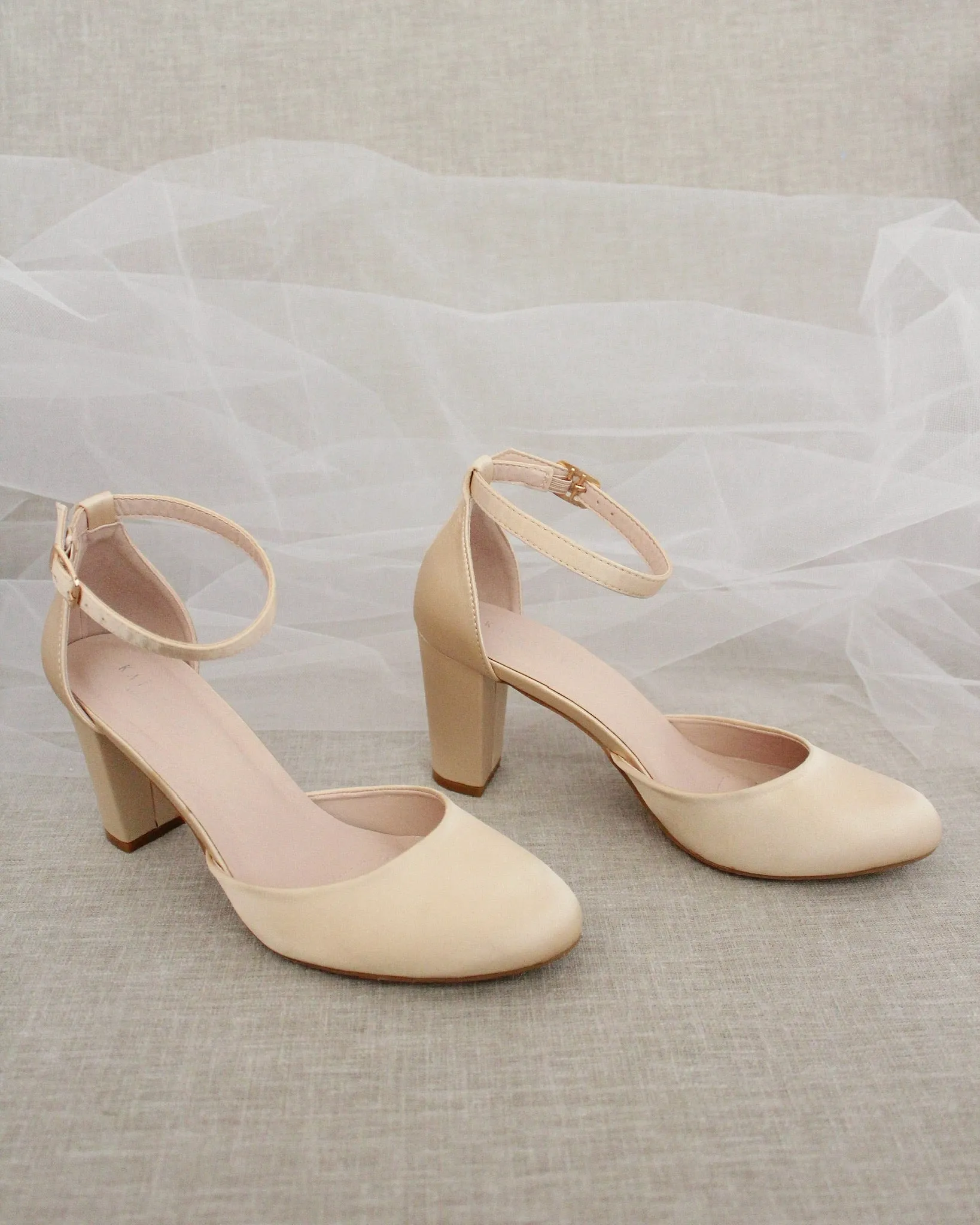 Satin Block Heel with Satin Back Bow