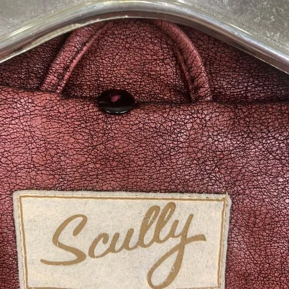 Scully Jacket Western Women's Large Burgundy Rodeo Yellowstone Biker Zippers