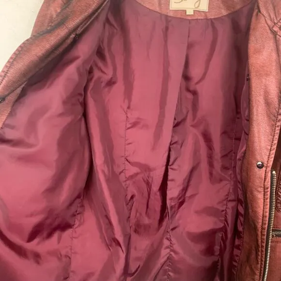 Scully Jacket Western Women's Large Burgundy Rodeo Yellowstone Biker Zippers