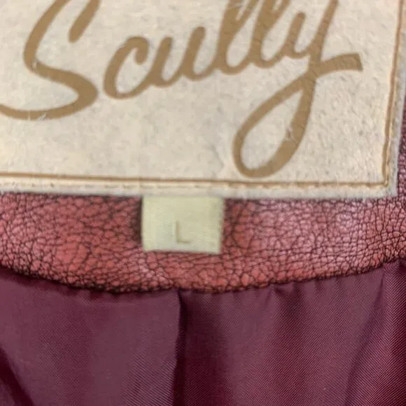 Scully Jacket Western Women's Large Burgundy Rodeo Yellowstone Biker Zippers