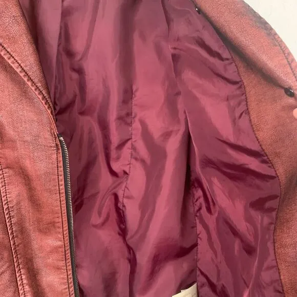 Scully Jacket Western Women's Large Burgundy Rodeo Yellowstone Biker Zippers