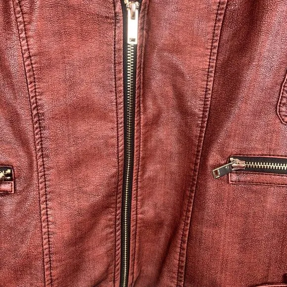 Scully Jacket Western Women's Large Burgundy Rodeo Yellowstone Biker Zippers