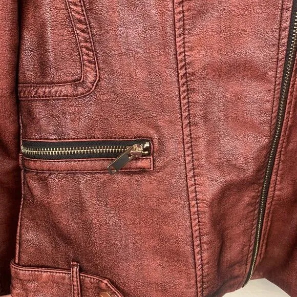 Scully Jacket Western Women's Large Burgundy Rodeo Yellowstone Biker Zippers