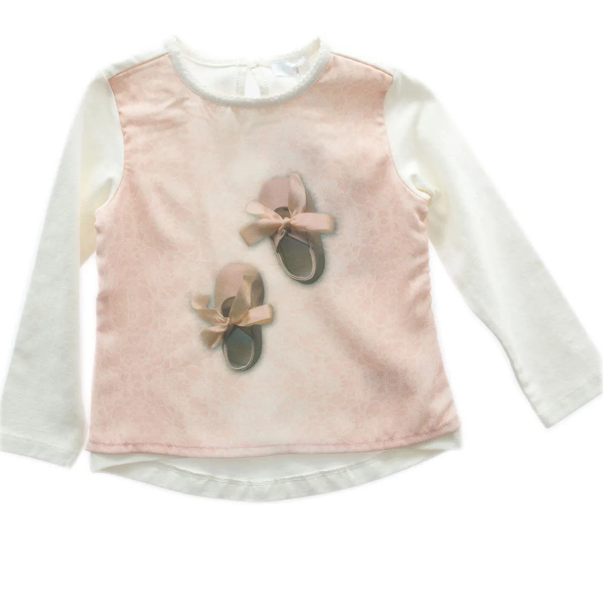 SHE.VER chic - Baby Girl Cotton Long Sleeve Ballet T-Shirt, Milk