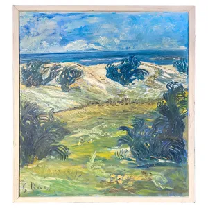 Signed Mid-Century French Impressionist Painting in Wood Frame | 41" x 45"