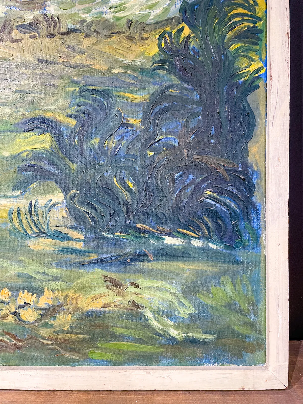 Signed Mid-Century French Impressionist Painting in Wood Frame | 41" x 45"