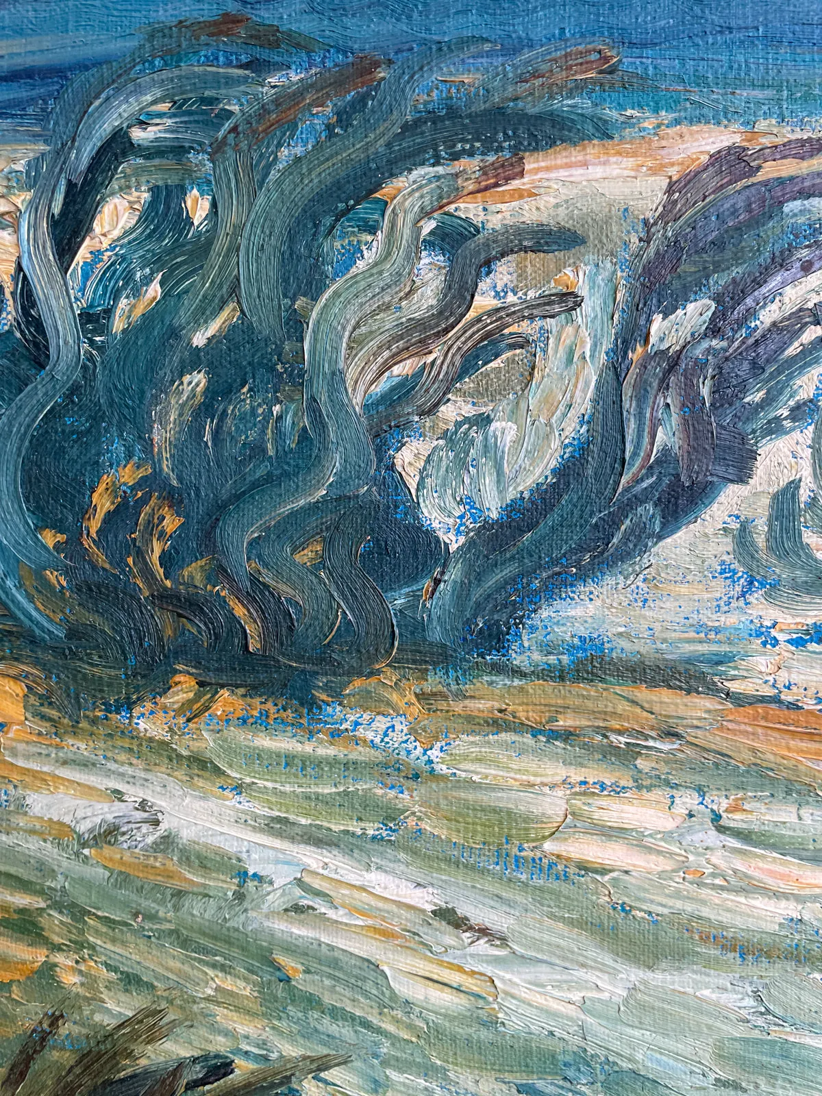 Signed Mid-Century French Impressionist Painting in Wood Frame | 41" x 45"