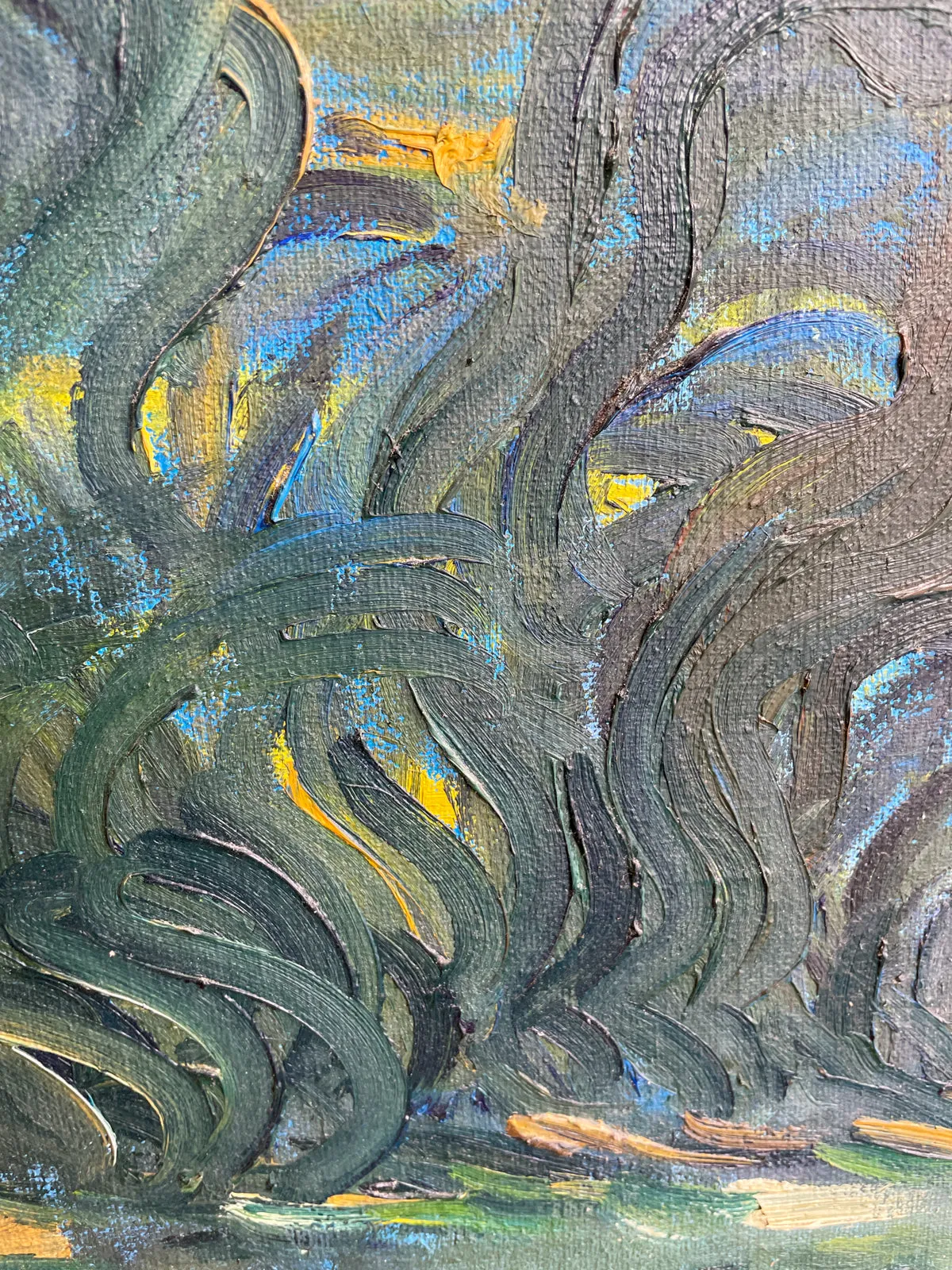 Signed Mid-Century French Impressionist Painting in Wood Frame | 41" x 45"
