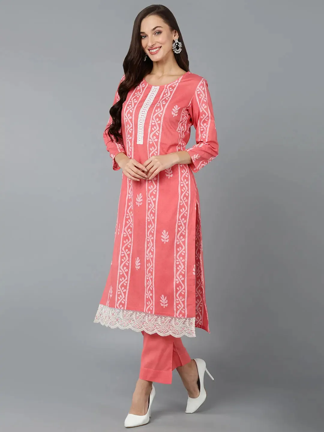 Silk Blend Blush Pink Straight Kurta Pant-VKSKD1838