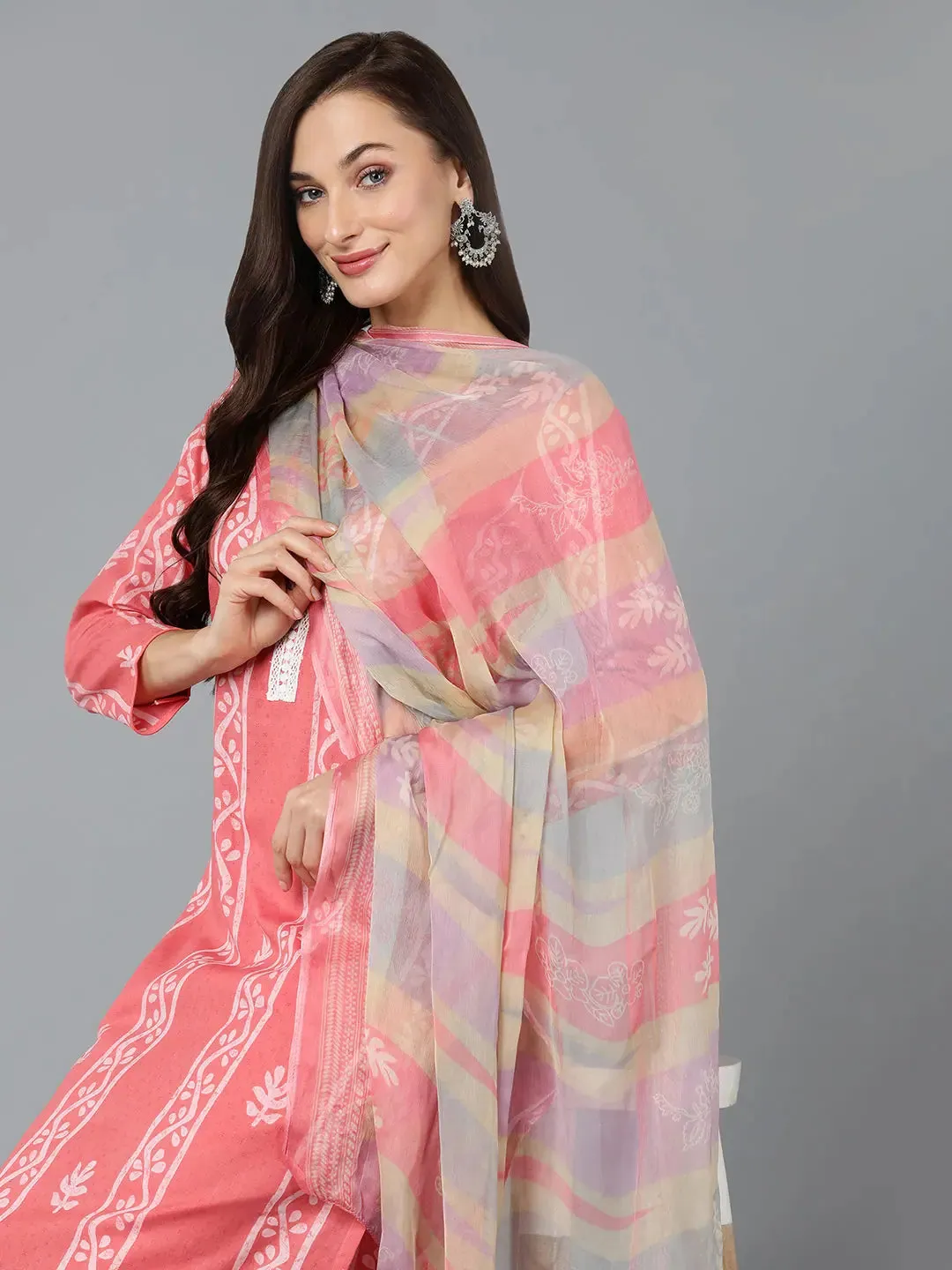 Silk Blend Blush Pink Straight Kurta Pant-VKSKD1838
