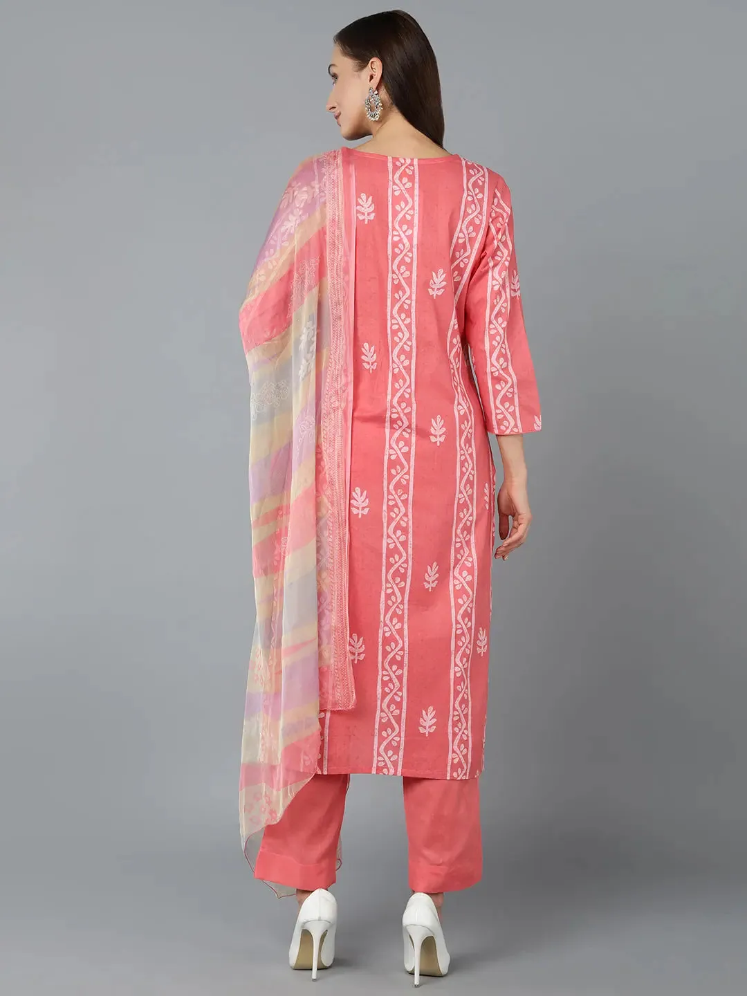 Silk Blend Blush Pink Straight Kurta Pant-VKSKD1838