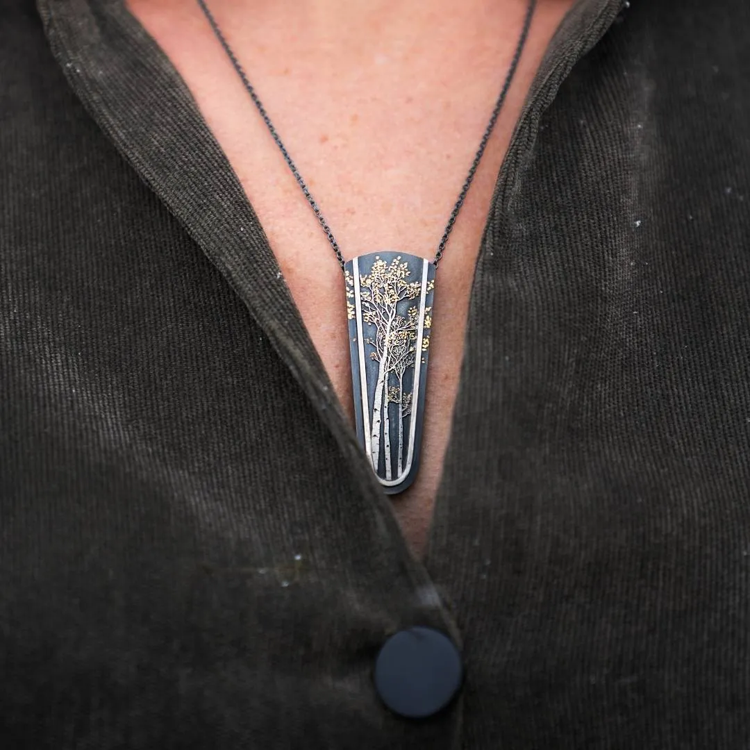 Silver, 18K Gold, & Nugget Gold Aspen Duet Pendant