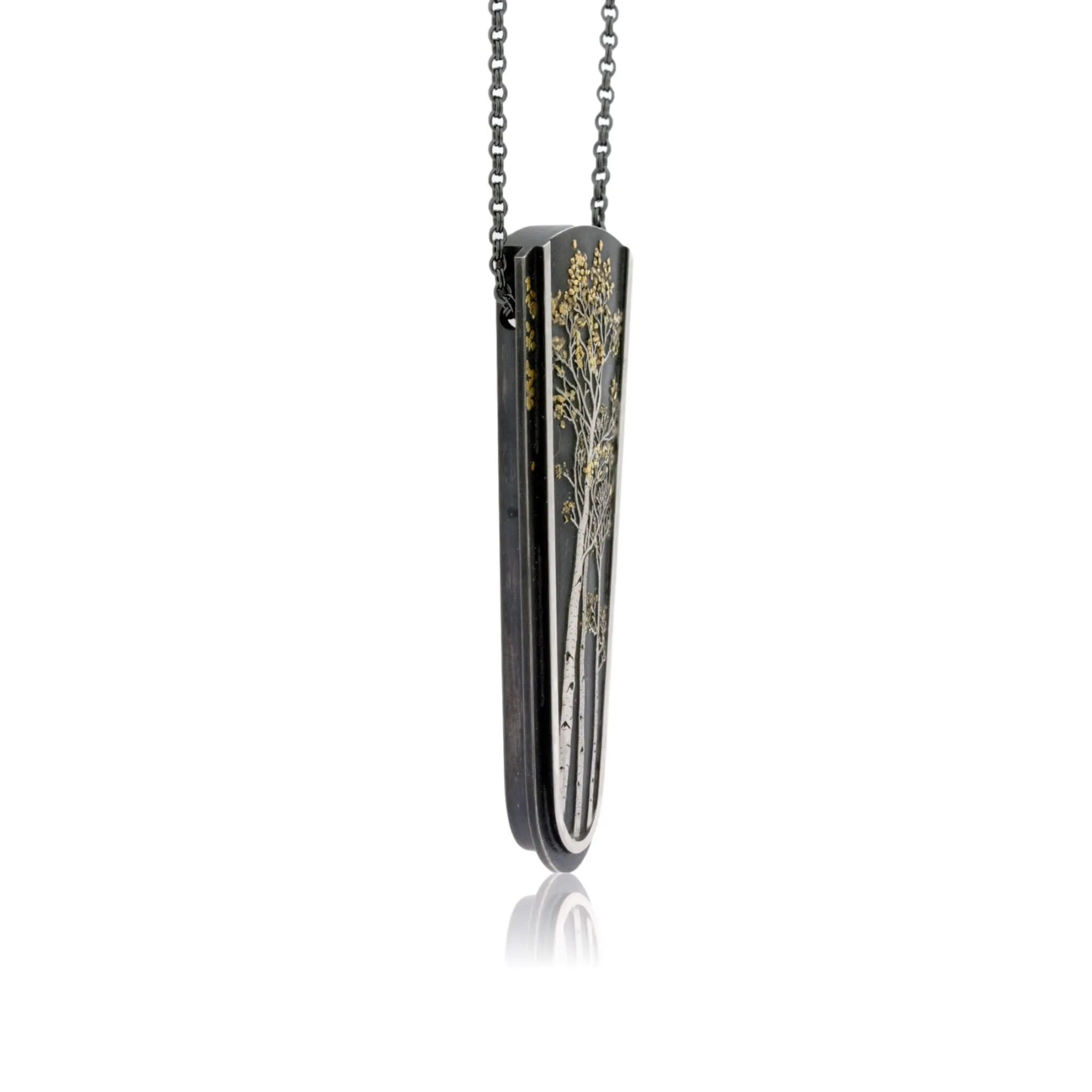 Silver, 18K Gold, & Nugget Gold Aspen Duet Pendant
