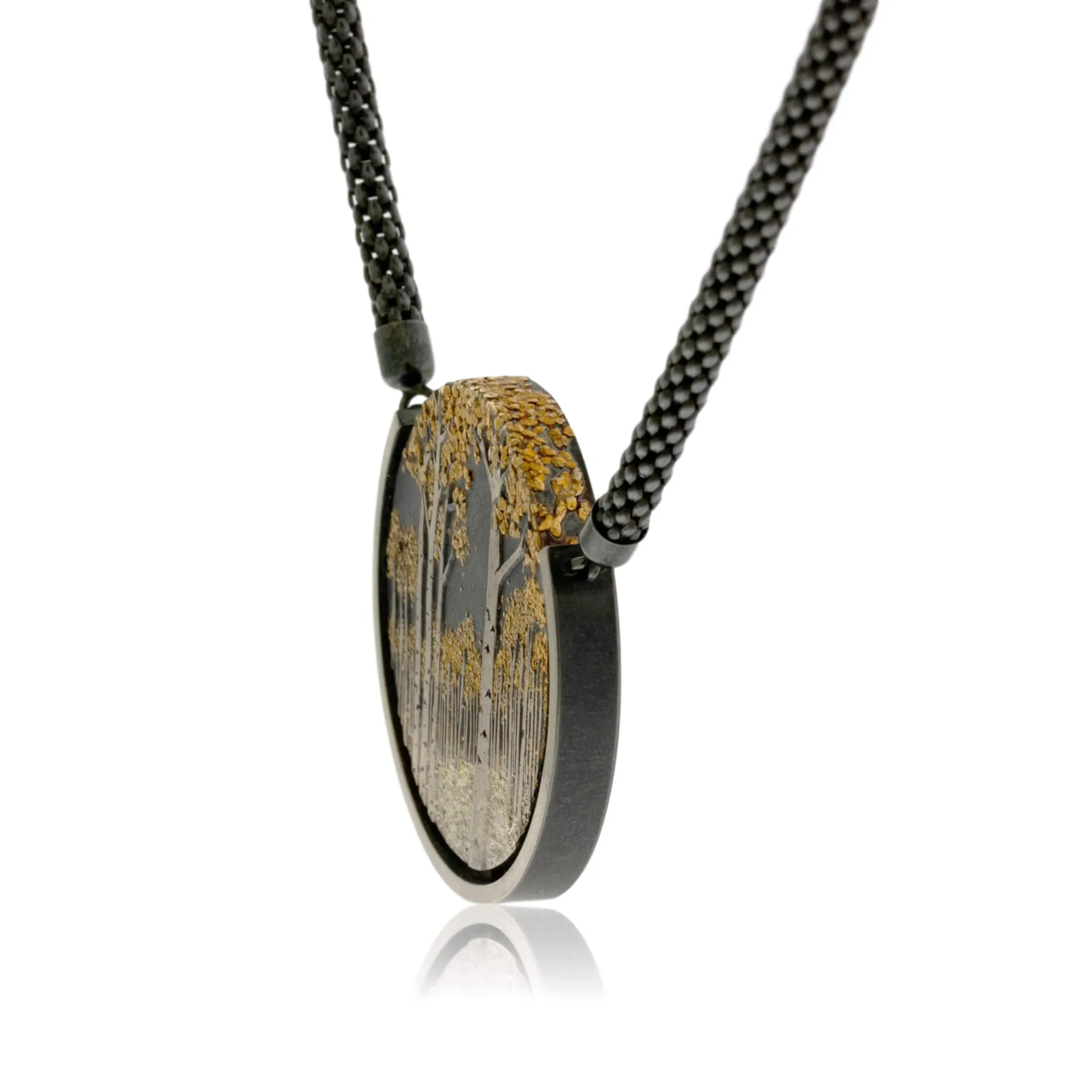 Silver, 18K Gold, & Nugget Gold First Snow Aspen Pendant