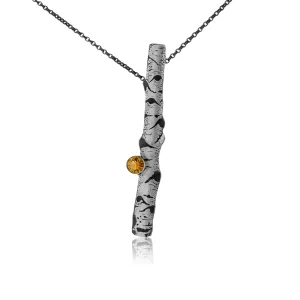 Silver Carved Aspen with Gold Leaf Adorn Pendant