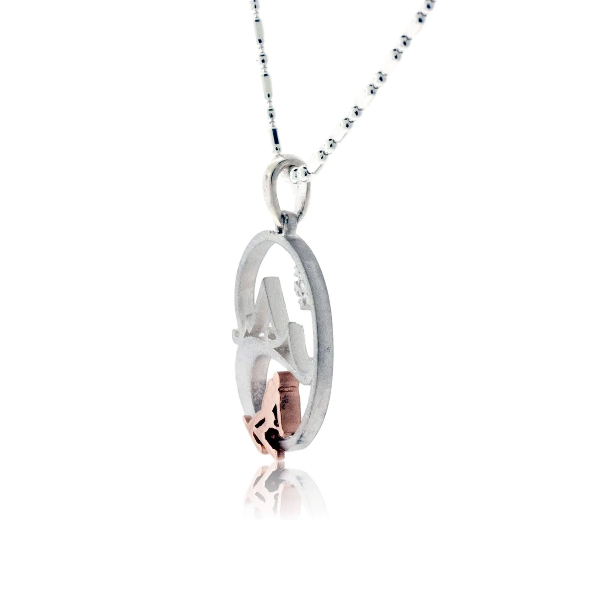 Skier in the Mountains with Snowflake Pendant Medium