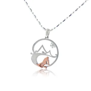 Skier in the Mountains with Snowflake Pendant Medium