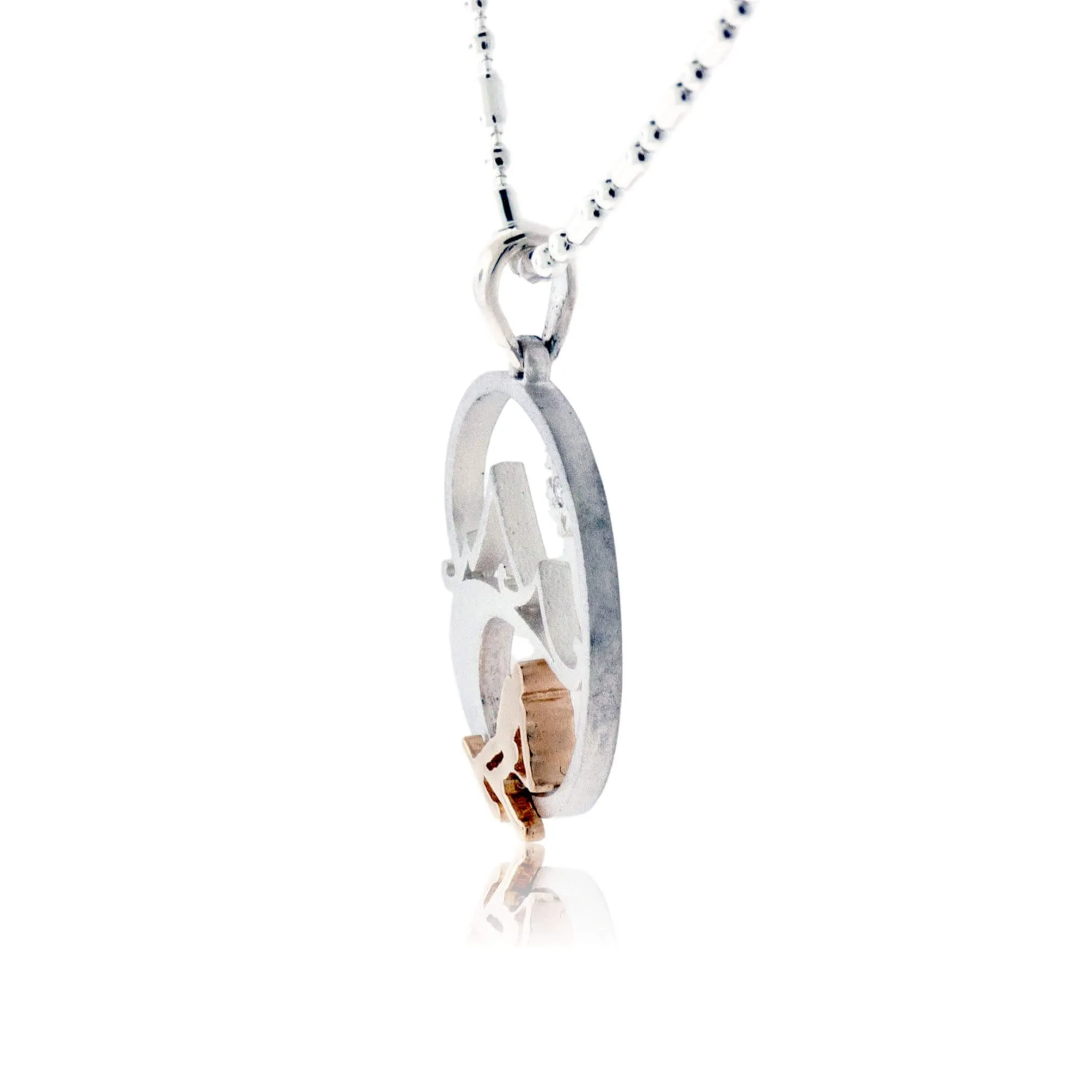 Skier in the Mountains with Snowflake Pendant Medium