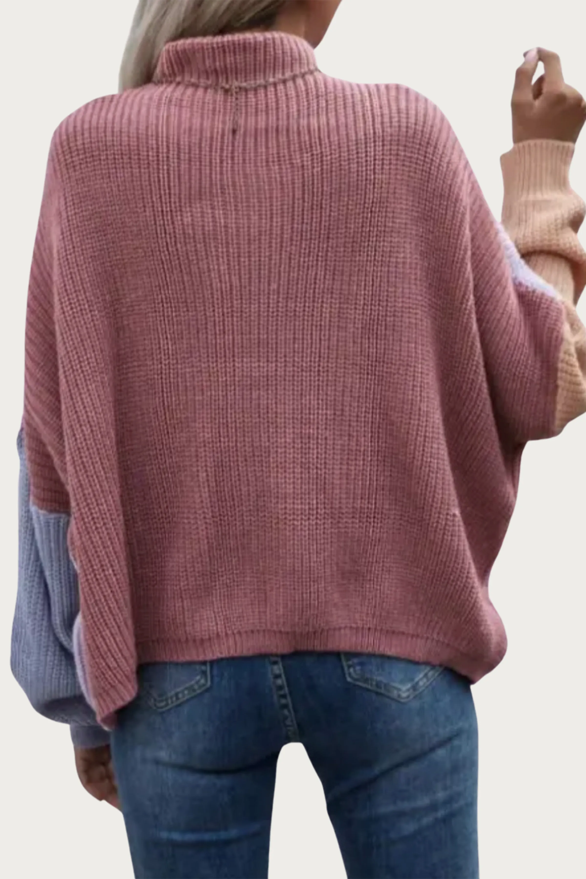 SLOUCHY COLORBLOCK RIBBED-KNIT SWEATER