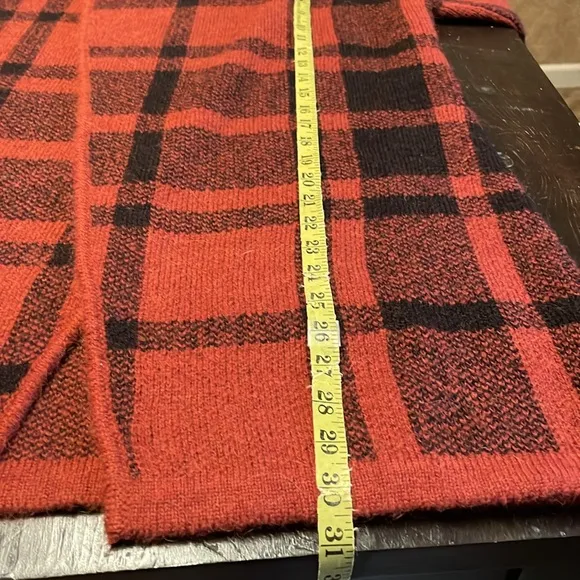 Soft Surroundings Red Plaid Wool&amp;Alpaca Drape FrontCardigan Size PXS.