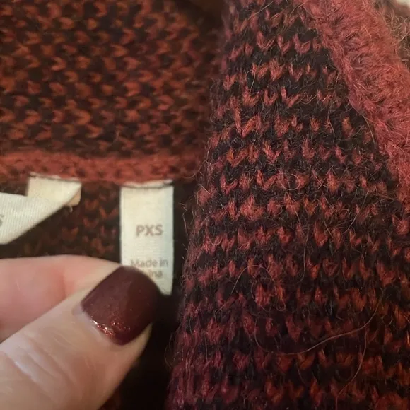 Soft Surroundings Red Plaid Wool&amp;Alpaca Drape FrontCardigan Size PXS.