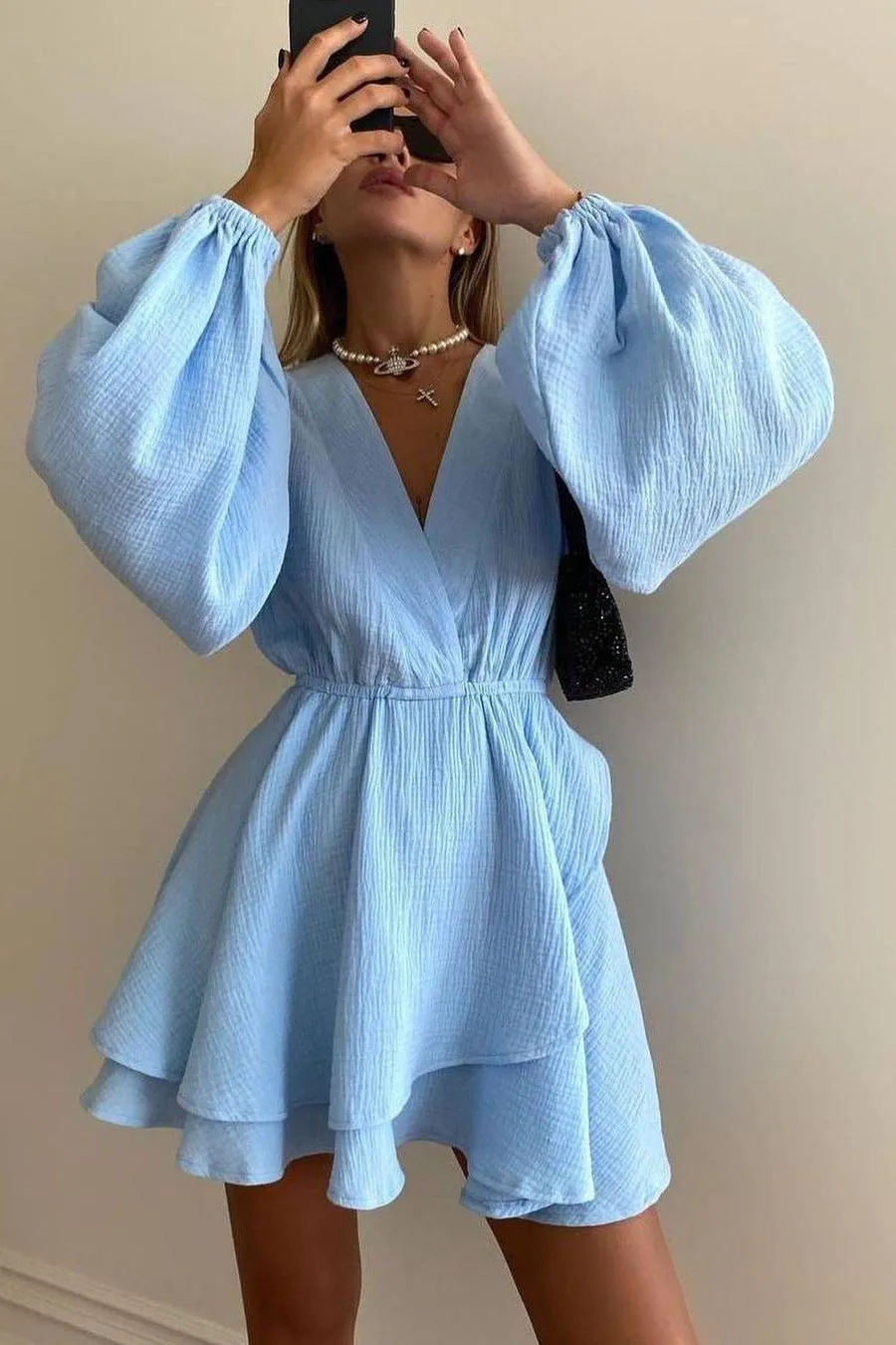 Solid Color Loose Mini Skirt