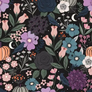 Spellbound, Haunted Floral - 1 yard 7" REMNANT