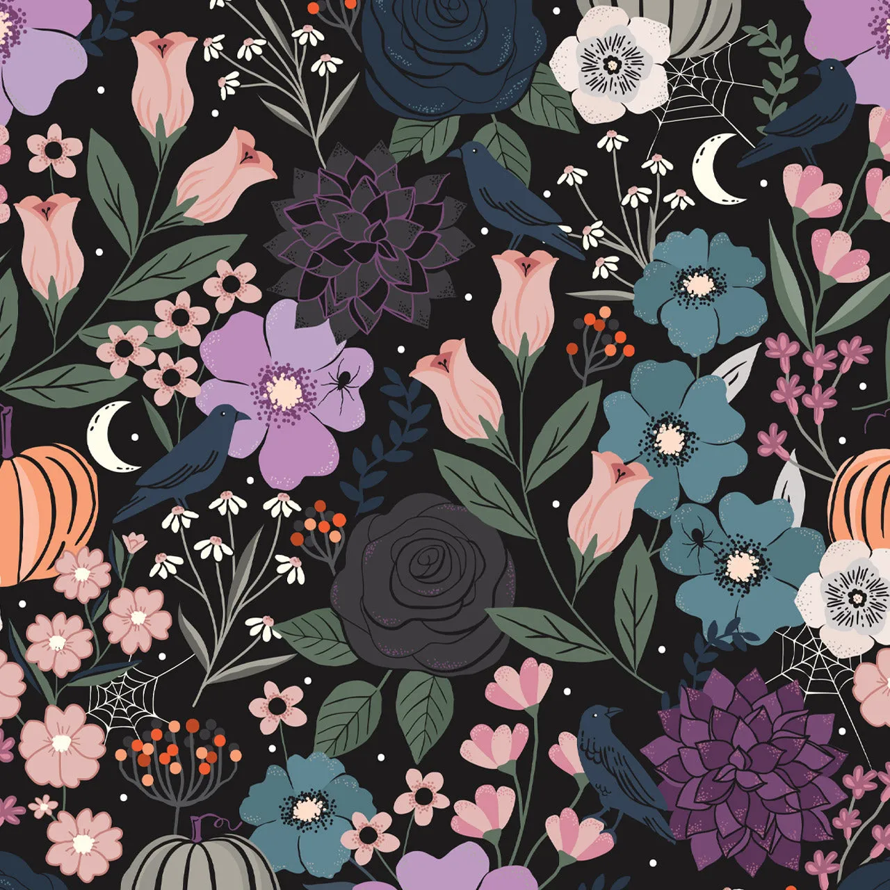 Spellbound, Haunted Floral - 1 yard 7" REMNANT