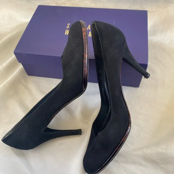 STUART WEITZMAN black suede heels