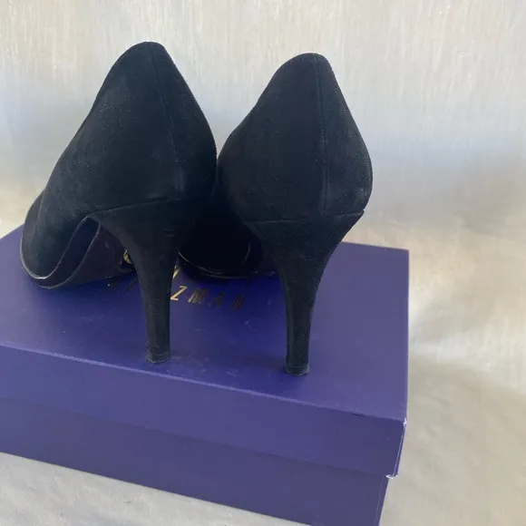 STUART WEITZMAN black suede heels
