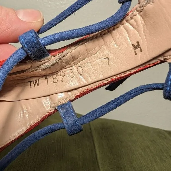 Stuart Weitzman Legwrap Song Colorblock Suede Heels sandals