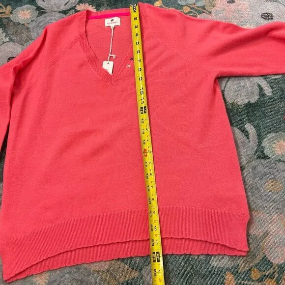 Sundry Pink Wool Cashmere Sweater NWT Womens XS 0 V-Neck Pullover Pink Coral NEW