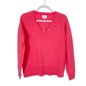 Sundry Pink Wool Cashmere Sweater NWT Womens XS 0 V-Neck Pullover Pink Coral NEW
