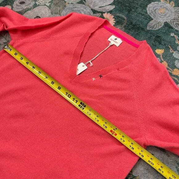 Sundry Pink Wool Cashmere Sweater NWT Womens XS 0 V-Neck Pullover Pink Coral NEW