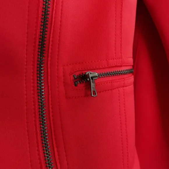 TAHARI Red Lightweight Stretchy Scuba Moto Zipper Jacket Blazer Women's Size XS