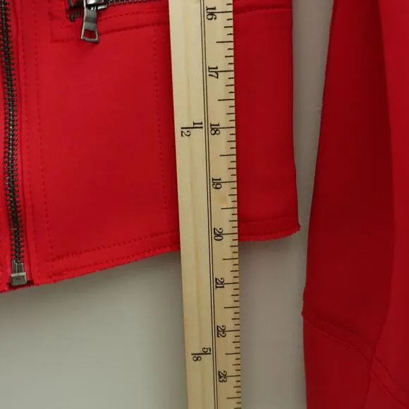 TAHARI Red Lightweight Stretchy Scuba Moto Zipper Jacket Blazer Women's Size XS