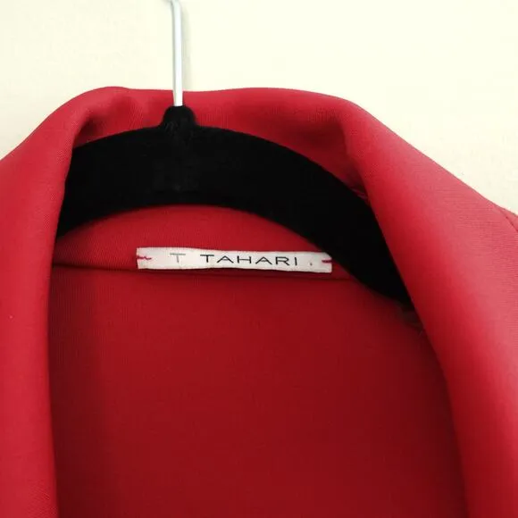 TAHARI Red Lightweight Stretchy Scuba Moto Zipper Jacket Blazer Women's Size XS