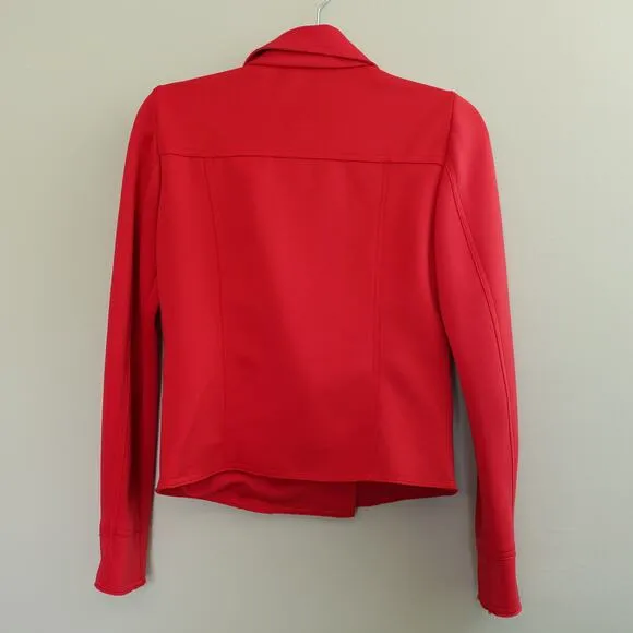 TAHARI Red Lightweight Stretchy Scuba Moto Zipper Jacket Blazer Women's Size XS