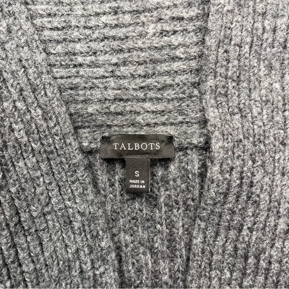Talbots Shawl Collar Shaker Stitch Wool V Neck Pullover Sweater Oversized Small