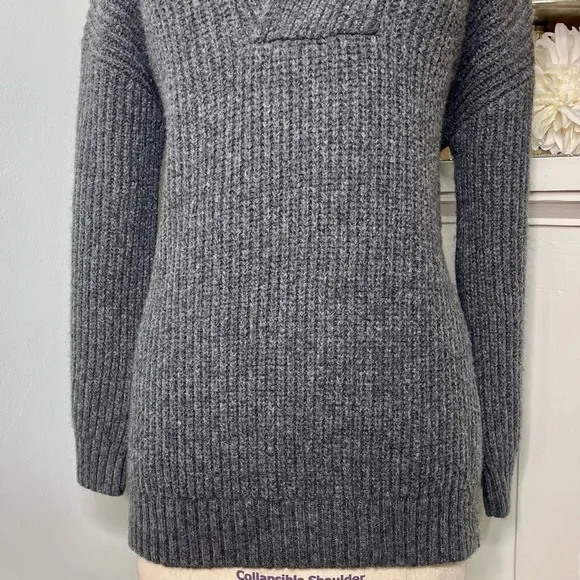 Talbots Shawl Collar Shaker Stitch Wool V Neck Pullover Sweater Oversized Small